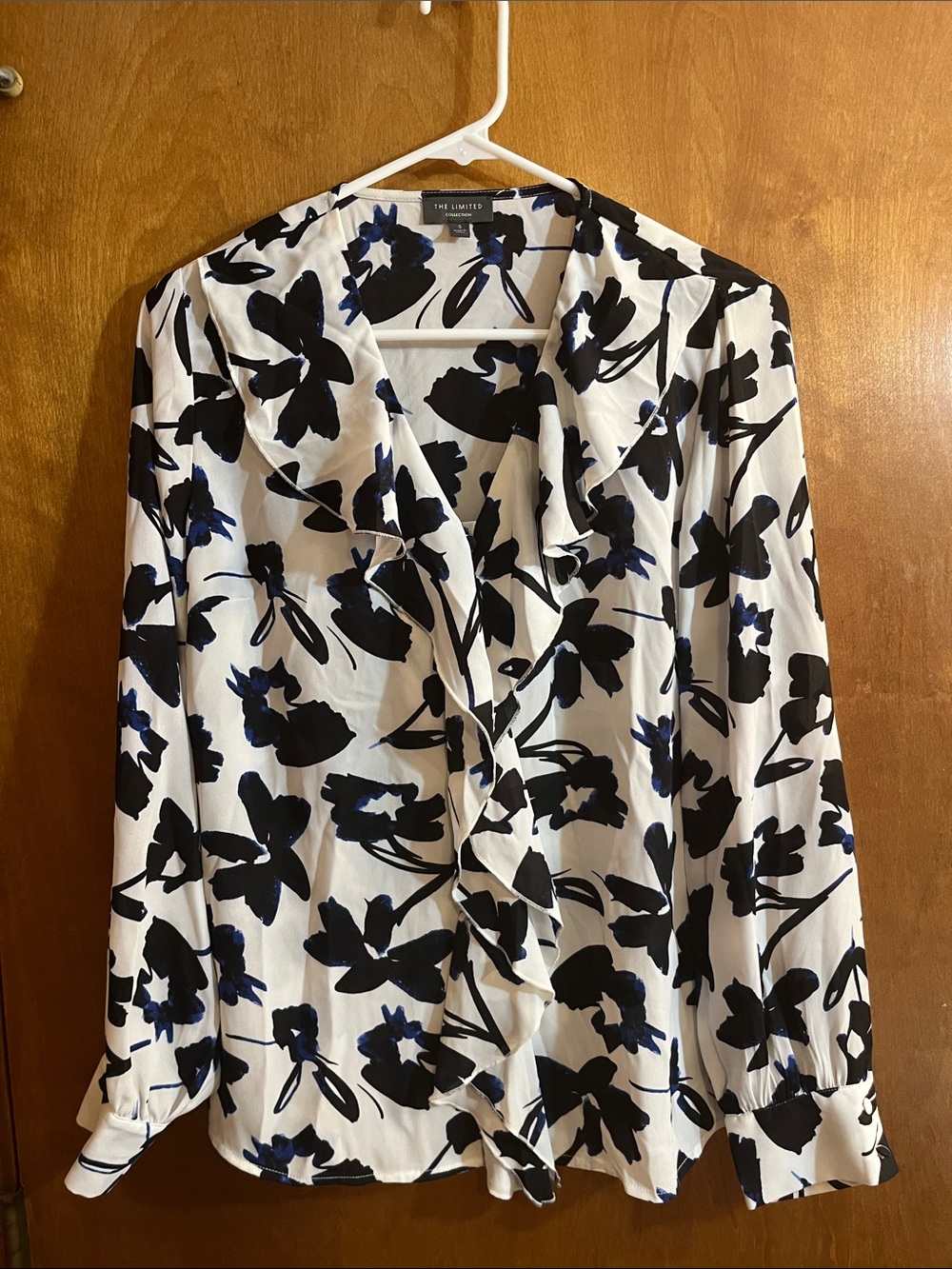 The Limited White Blouse with Black and Navy Floral Print